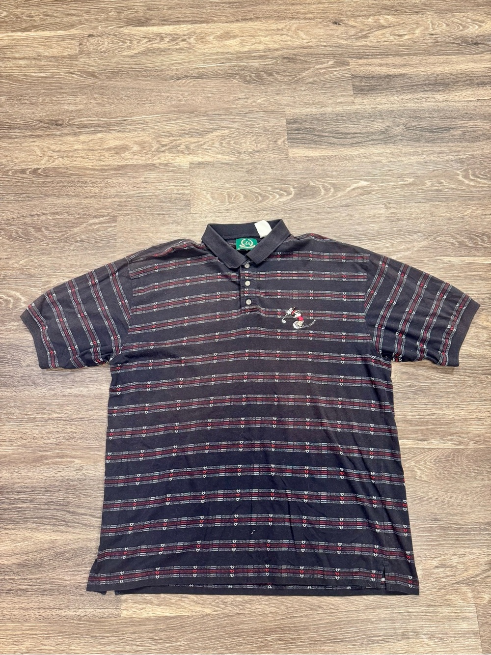 Vintage 90s Disney Golf Collection Goofy Striped Polo Shirt Navy Mens